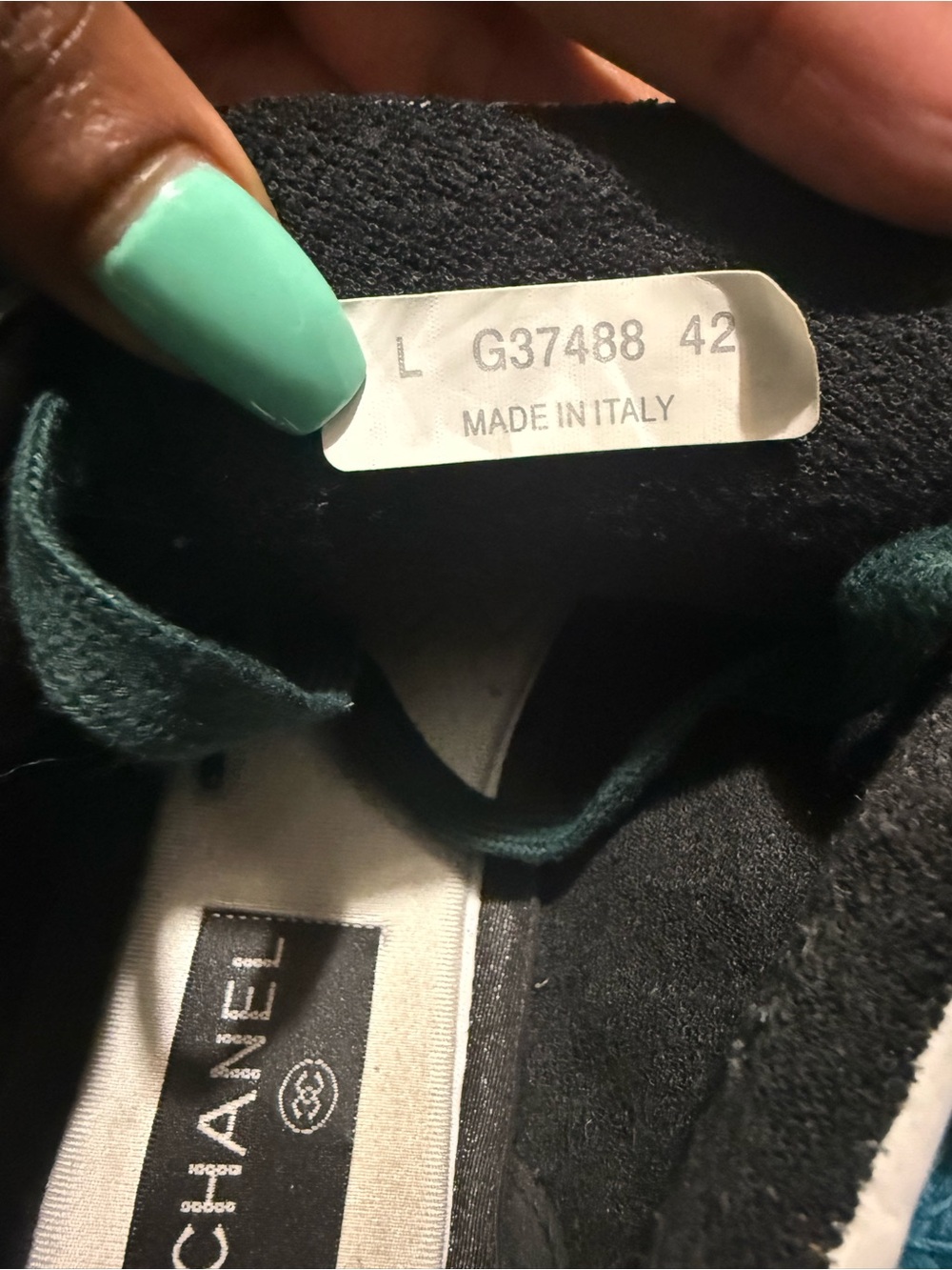 CHANEL White, Green & Orange Colorblock Lace-Up Sneakers - Picture 5 of 7